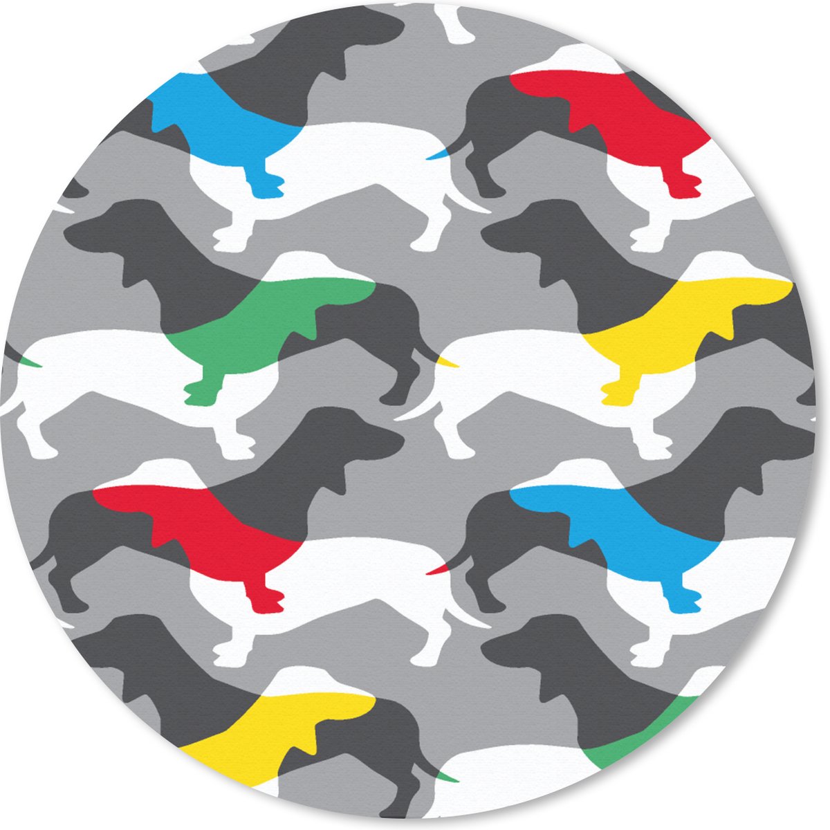 Muismat rond 20x20 cm - Mousepad Honden - Teckel - Patronen - Ronde muismatten