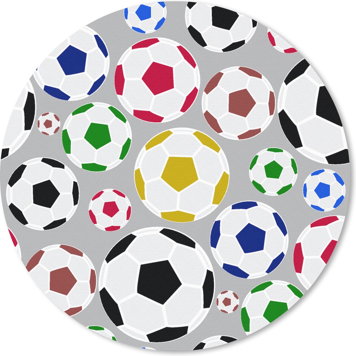 Muismat rond 30x30 cm - Mousepad Voetbal - Patroon - Sport - Ronde muismatten