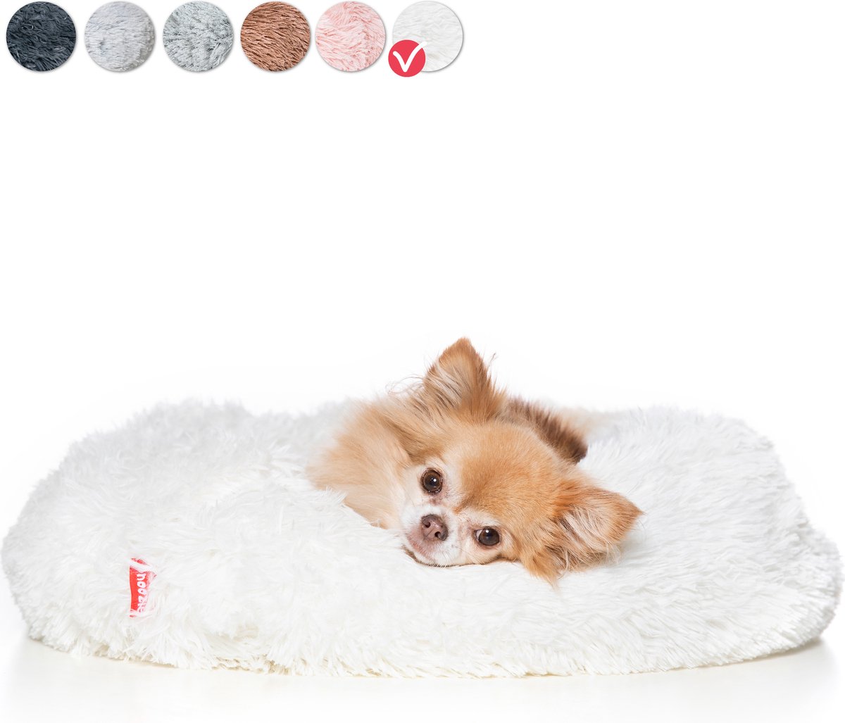 Snoozle Donut Hondenmand S - 50 cm - Fluffy Hondenmand Klein - Ronde Hondenmand Wit - Superzacht Hondenbed voor Kleine Hond - Anti-Stress Hondenkussen