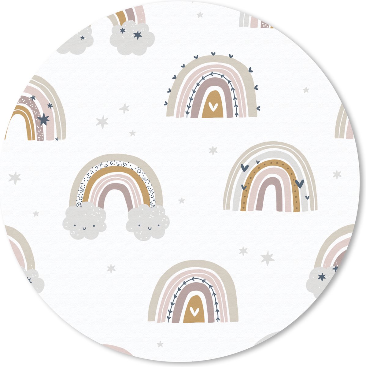 Muismat rond 40x40 cm - Mousepad Meisjes - Patroon - Regenboog - Ronde muismatten