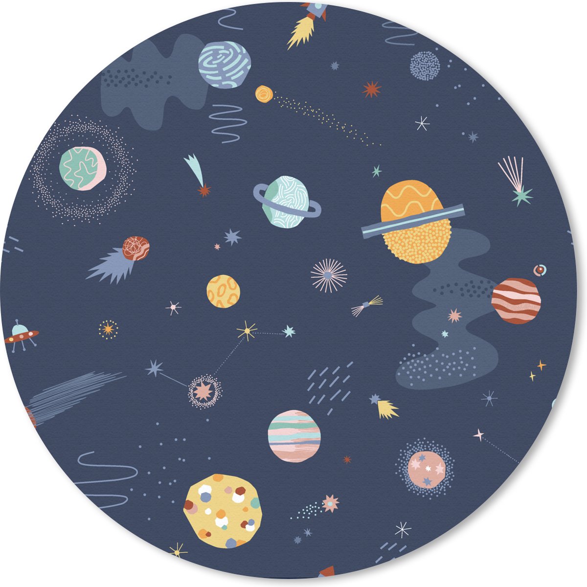 Muismat rond 30x30 cm - Mousepad Kinderen - Patronen - Ruimte - Ronde muismatten