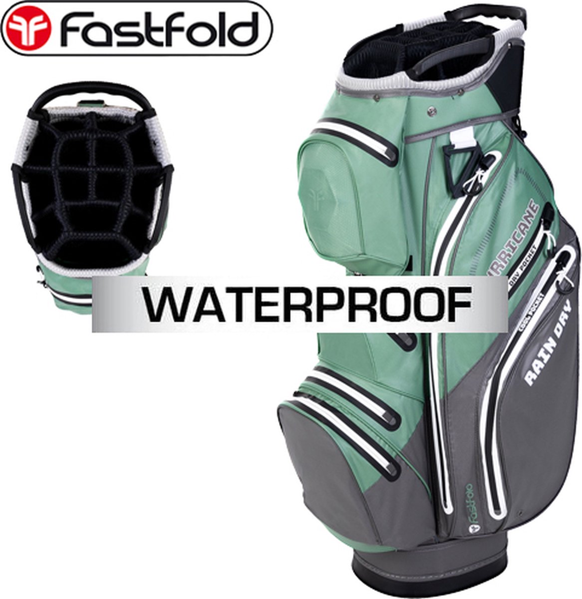 Fastfold Hurricane Waterproof Cartbag, grijs/groen/wit