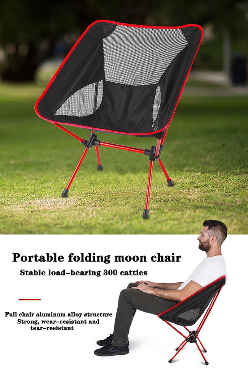 Afneembare Draagbare Vouwen Maan Stoel - Foldable Camping chair - Outdoor Camping Stoelen - Strand stoel - Vissen Stoel - Ultralight Reizen Wandelen Picknick Seat