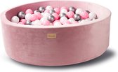 Ballenbak baby speelgoed 1 jaar licht Roze Velvet - Kidsdouche ballenbad met 200 ballen - baby roze, zilver, wit