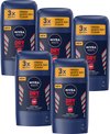 NIVEA MEN Dry Impact Deodorant Stick - 48 uur bescherming - Dual Protect-formule - Alcoholvrij - Antibacterieel - Quick Dry - 5 x 50 ml - Voordeelverpakking