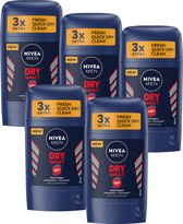 NIVEA MEN Dry Impact Deodorant Stick - 48 uur bescherming - Dual Protect-formule - Alcoholvrij - Antibacterieel - Quick Dry - 5 x 50 ml - Voordeelverpakking