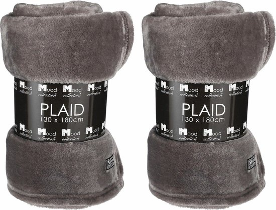 Foto: In the mood fleece dekens plaids 2x stuks titanium grijs 130 x 180cm