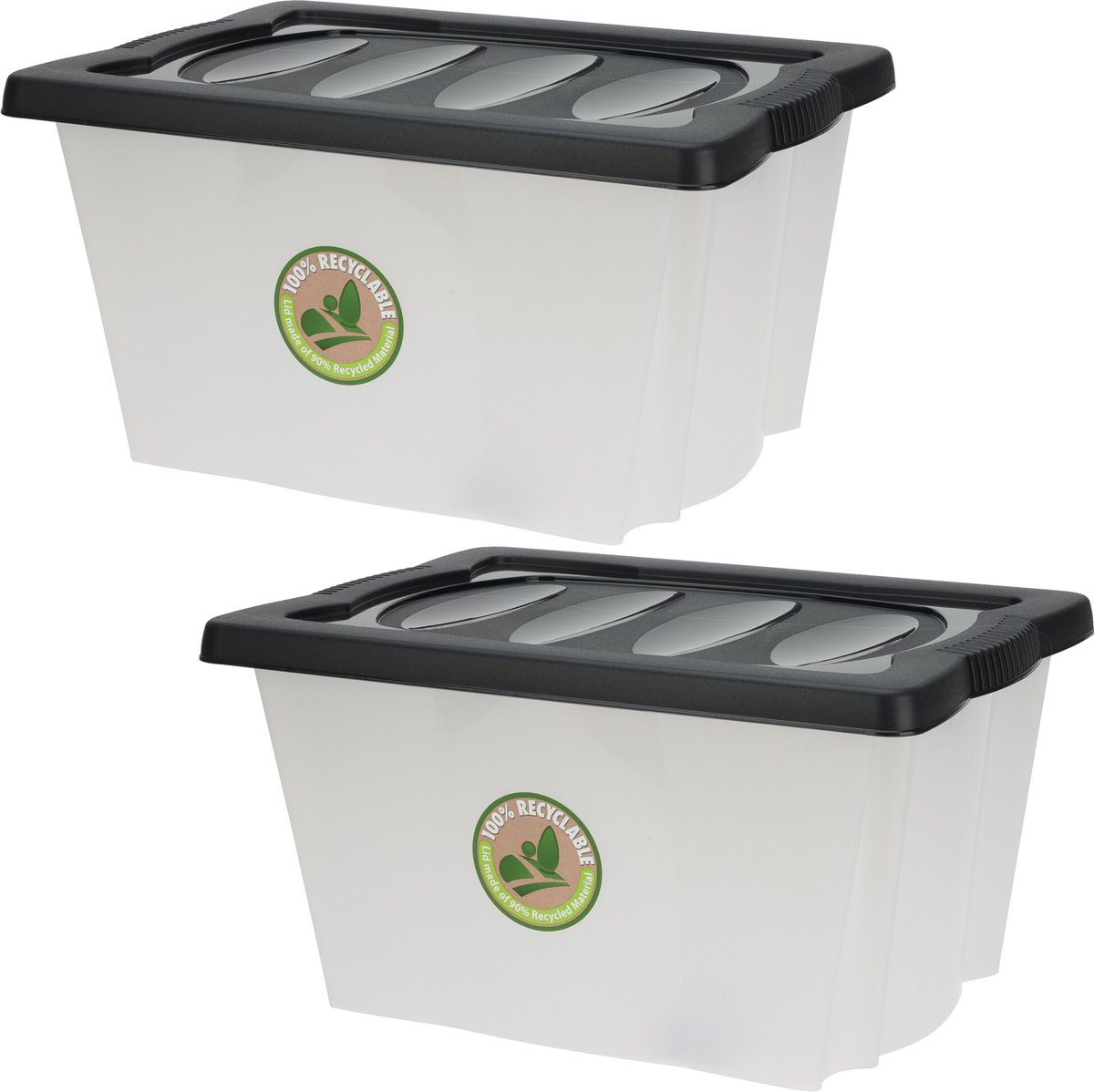 Storage Solutions Opberg box/doos - 4x stuks - kunststof - 20 liter - 43 x 33 x 24 cm