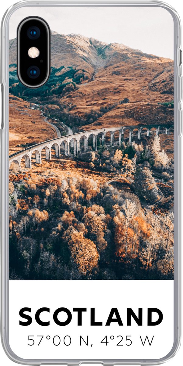 Telefoonhoesje Geschikt voor iPhone X hoesje - Schotland - Herfst - Bergen - Siliconen Telefoonhoesje Telefoonhoesje