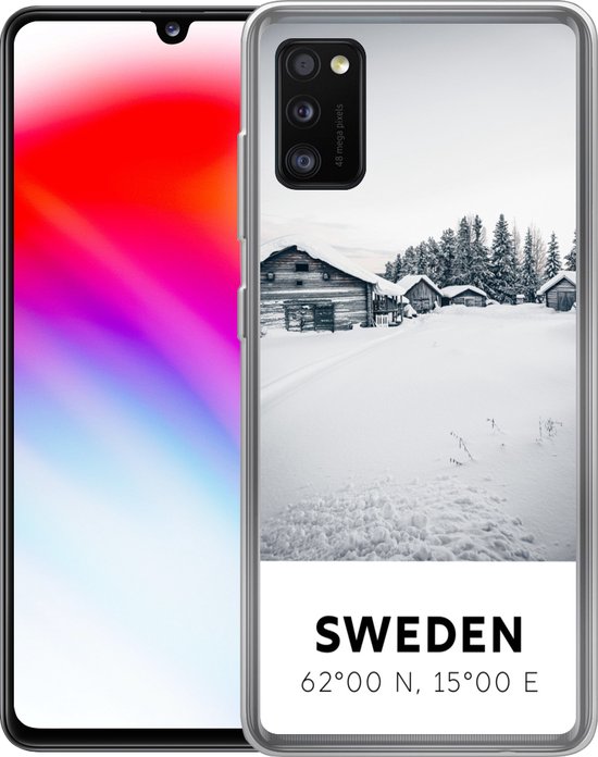 Convient pour la coque Samsung Galaxy A41 - Suède - Neige - Arbres - Coque de téléphone en Siliconen