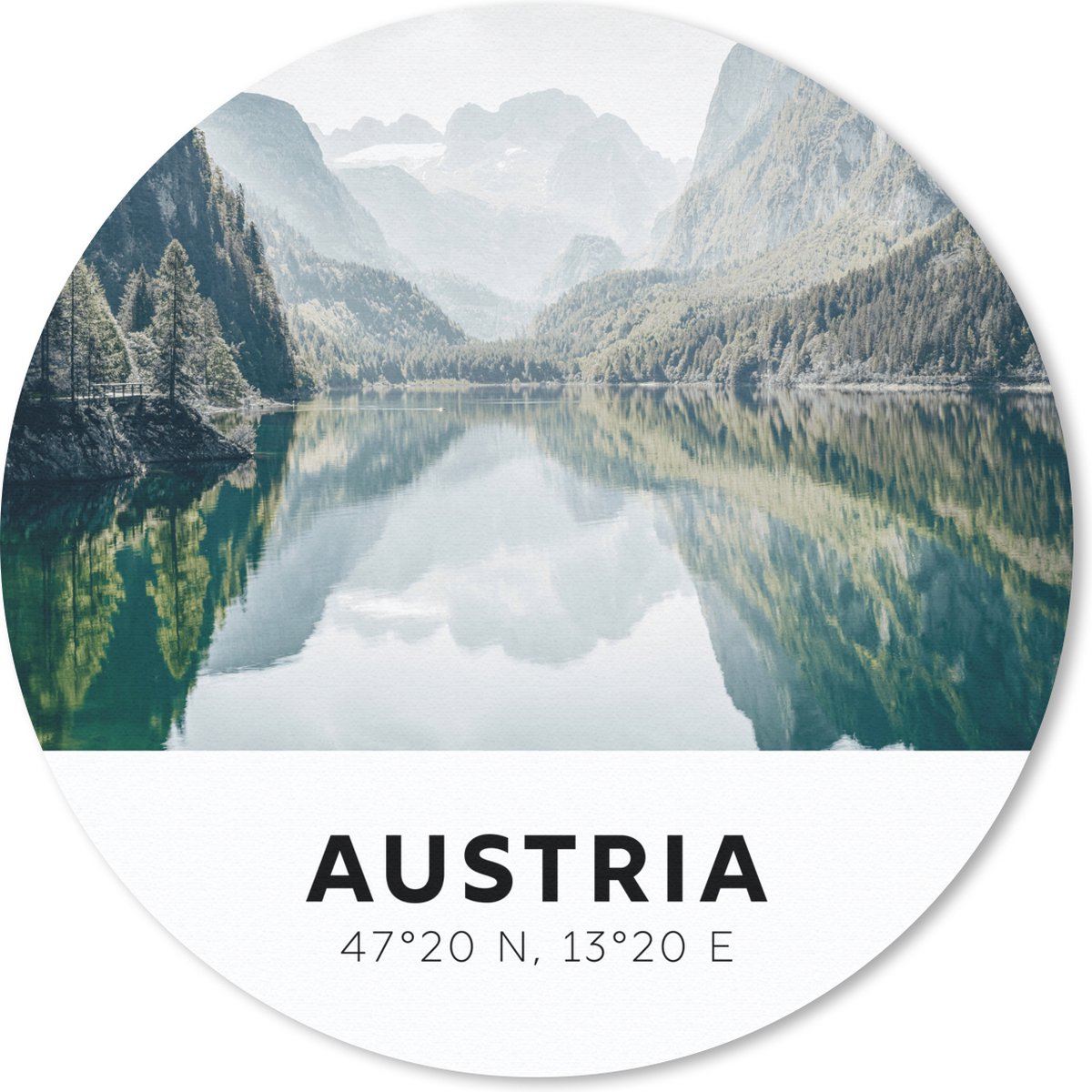 Muismat rond 30x30 cm - Mousepad Oostenrijk - Meer - Bergen - Ronde muismatten