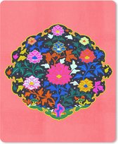 Muismat - Mousepad - Bloemenkrans - Regenboog - Design - 19x23 cm - Muismatten