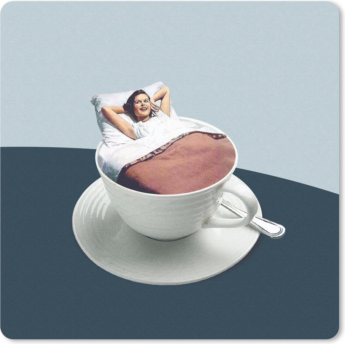 Muismat 30x30 cm - Mousepad Vrouw - Koffie - Vintage - Muismatten