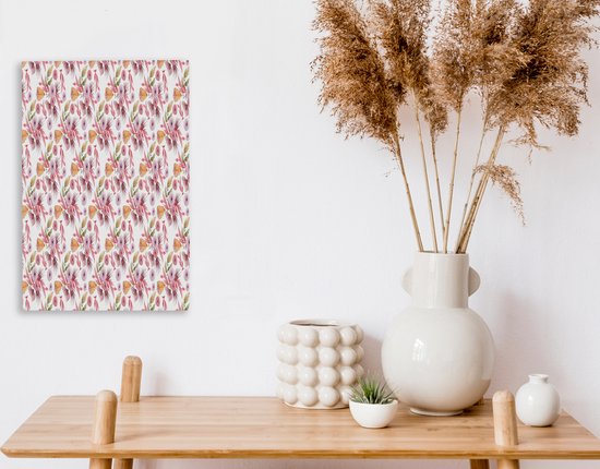 Peintures sur Toile Fleurs - Rose - Couleurs - Aquarelle - 20x30 cm - Décoration murale