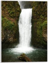 WallClassics - PVC Schuimplaat - Witte Waterval met Mos - 30x40 cm Foto op PVC Schuimplaat (Met Ophangsysteem)