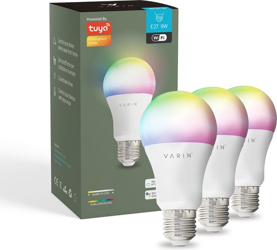 Lampe LED Smart VARIN E27 - 9W - Contrôle via application - Commande vocale  -... | bol.com