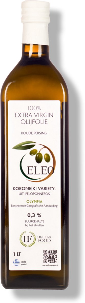 Kust Ga op pad wijsvinger ELEO (1 L) Extra Virgin Olijfolie - 1 liter - Griekse Koroneiki - Herkomst  Olympia,... | bol.com