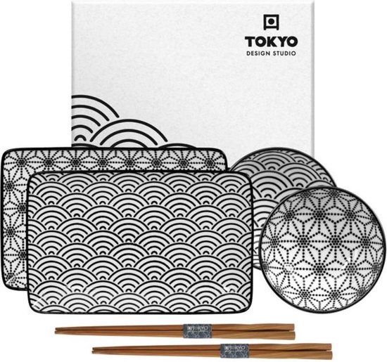 Kijker Additief toewijding Tokyo Design Studio New Nippon Black Sushi Servies Set – 6-delig - in  fraaie geschenkdoos | bol.com