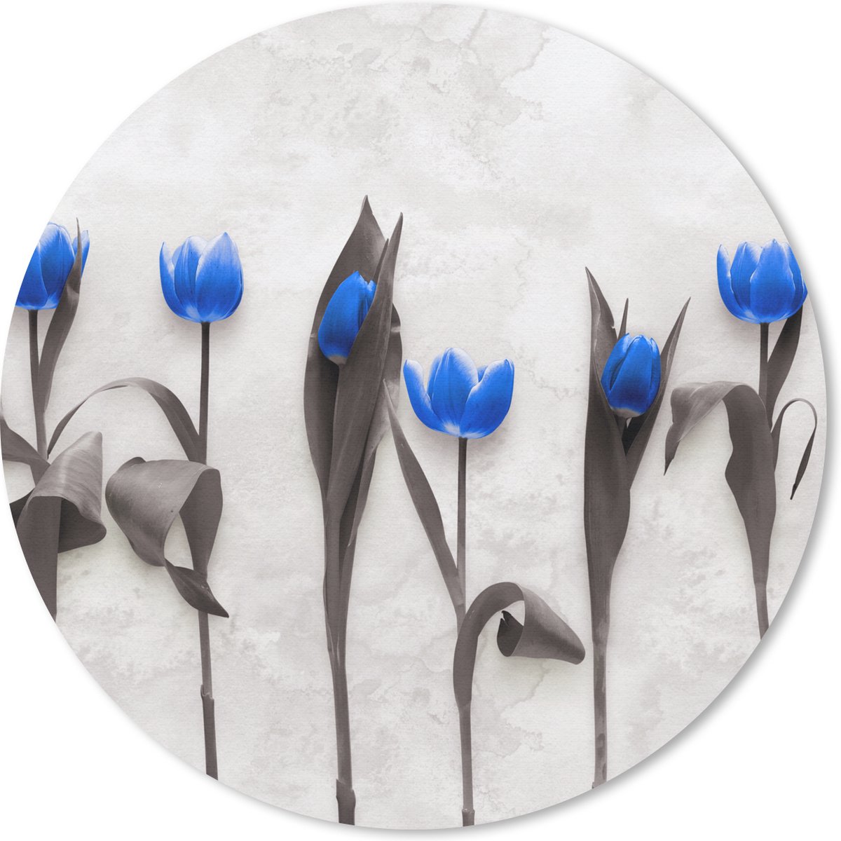 Muismat rond 20x20 cm - Mousepad Bloemen - Tulpen - Blauw - Ronde muismatten