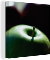 Canvas Schilderij Close-up van een groene appel - 90x90 cm - Wanddecoratie