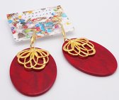 Jeannette-Creatief - Resin - Red & Gold - Rode oorbellen - Dames oorbellen - Love - Oorbellen - Gouden Oorbellen - Cadeau - Oorhangers - Gouden Oorhangers - Oorbellen dames - Moederdag - Moederdagcadeau - Moeder