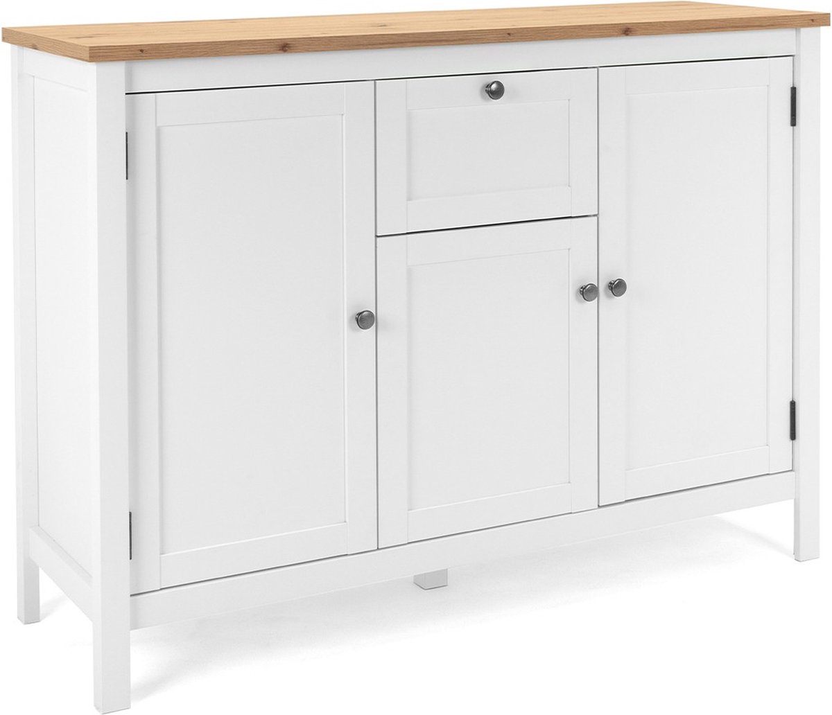 Commode Berge 120cm 3 Deuren & 1 Lade - Wit/eik