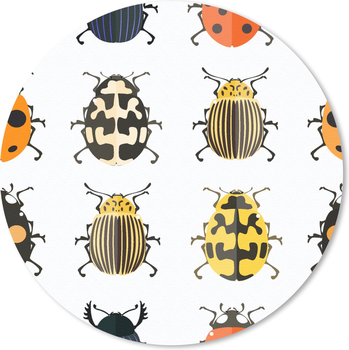 Muismat rond 20x20 cm - Mousepad Kever - Insecten - Design - Ronde muismatten