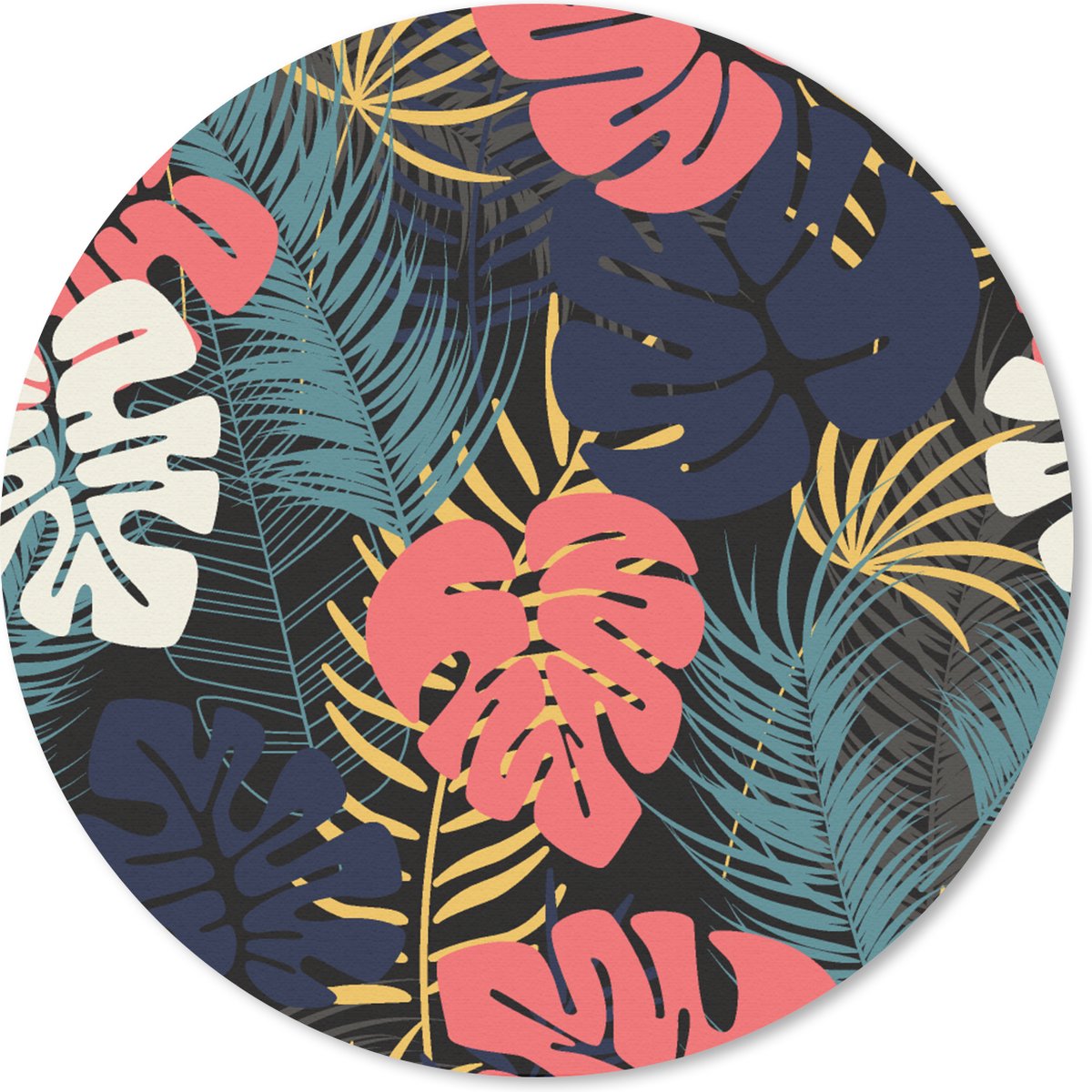 Muismat rond 30x30 cm - Mousepad Flora - Goud - Patronen - Hawaii - Tropisch - Ronde muismatten