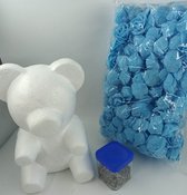 Rozen beer - Flower bear - Bloemen beer- Rose bear - 20 cm - Licht blauw