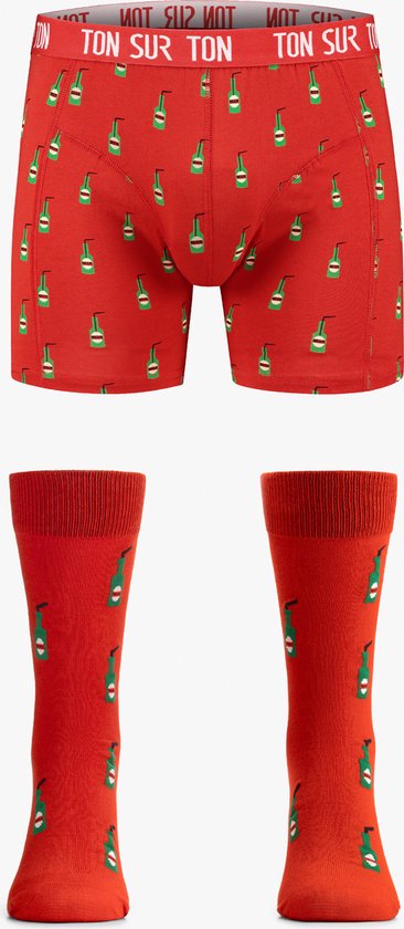 Ton Sur Ton - Kerstcadeau voor mannen - Cadeau voor man - Boxershort Heren - Rietadt - Rietbak XL/41-46- Sokken en Boxershort
