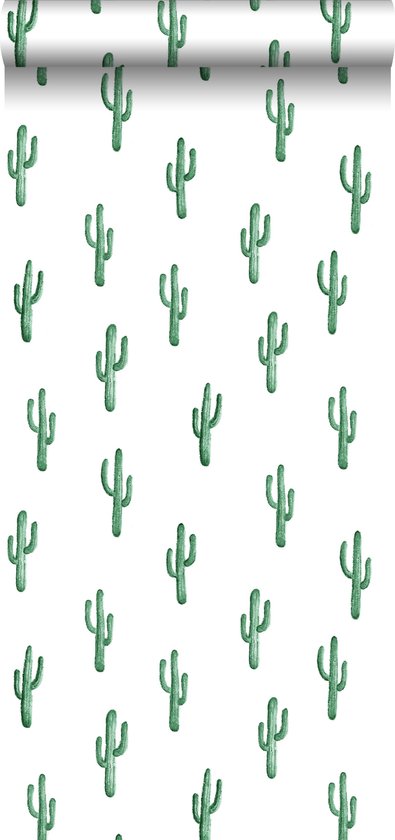 Foto: Estahome behangpapier kleine woestijn cactussen smaragdgroen 53 cm x 10 05 m 138900