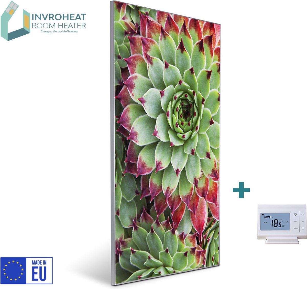 IHWS2022-2523-DIS - Infrarood paneel - 610x915mm - Succulents, Display thermostaat