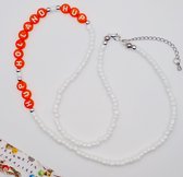 Jeannette-Creatief® - Holland - Hup Holland Hup - Ketting - Ketting Dames - kralen ketting - rocailles - oranje kralen - EK 2024 - Voetbal - EK