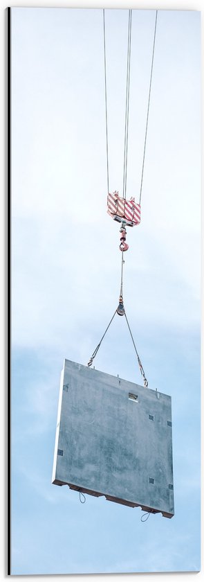 WallClassics - Dibond - IJzeren plaat aan Hijskraan - 20x60 cm Foto op Aluminium (Met Ophangsysteem)