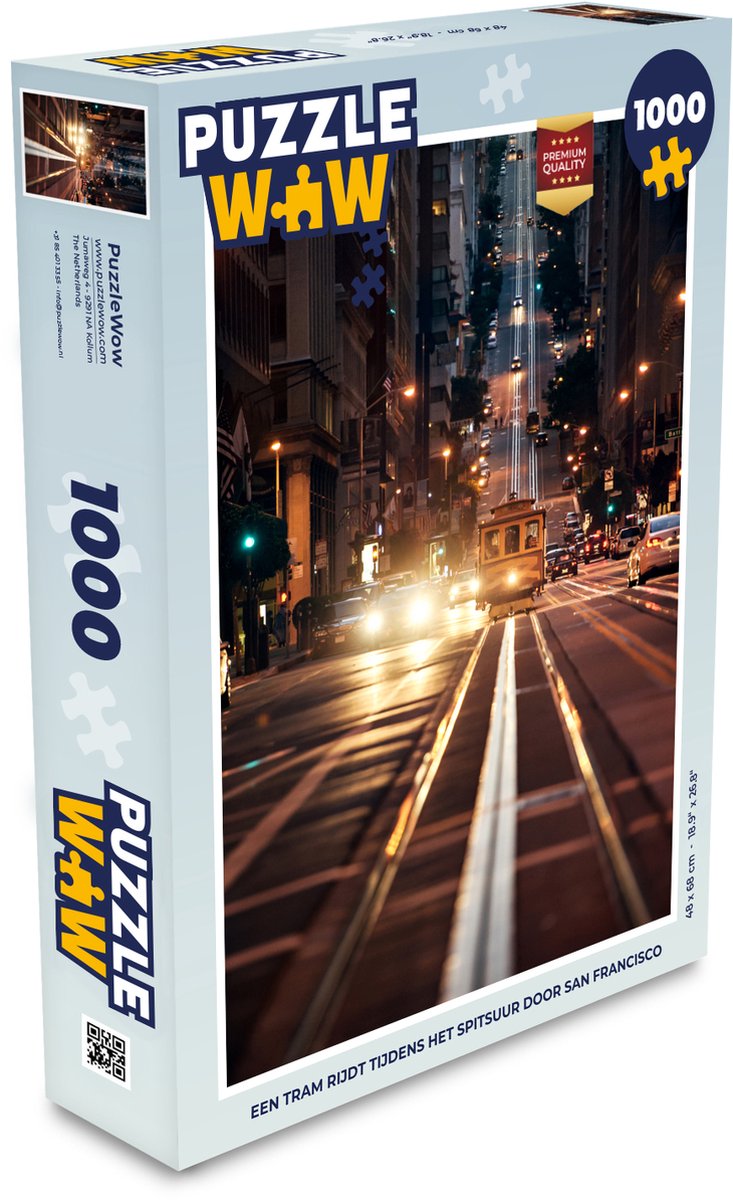 Puzzel Een tram rijdt tijdens het spitsuur door San Francisco - Legpuzzel - Puzzel 1000 stukjes volwassenen