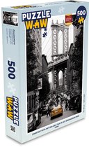 Puzzel Zwart-wit foto met een gele taxi in het Amerikaanse New York - Legpuzzel - Puzzel 500 stukjes