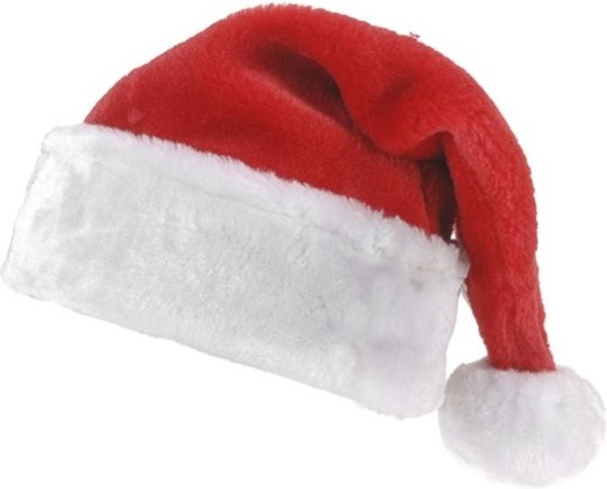 Kerstmuts - rood/wit - 40cm - Merkloos