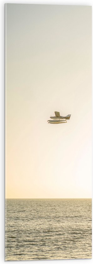 WallClassics - Acrylglas - Klein Vliegtuig boven het Zeewater - 30x90 cm Foto op Acrylglas (Wanddecoratie op Acrylaat)