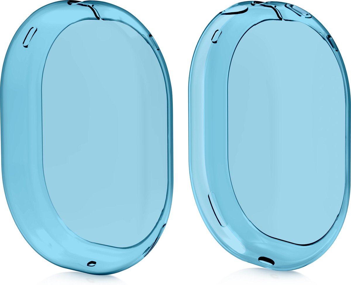 kwmobile koptelefoon hoes van TPU - geschikt voor Apple AirPods Max - 2x hoes voor hoofdtelefoon in lichtblauw / transparant