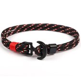 Kungu luxe anker armband voor heren en dames - Zwart Rood - Outdoor Milano line - Cadeau - Geschenk - Voor Man - Vrouw - Armbandje - Jewellery