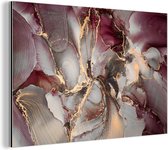 Décoration murale Métal - Aluminium Peinture Industrielle - Goud - Marbre - Violet - 60x40 cm - Dibond - Photo sur aluminium - Décoration murale industrielle - Pour le salon / chambre