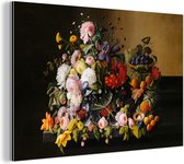 Décoration murale Métal - Peinture Aluminium Industrielle - Nature morte aux fleurs et fruits - Oeuvre d'art - Maîtres anciens - 150x100 cm - Dibond - Photo sur aluminium - Décoration murale industrielle - Pour le salon / chambre