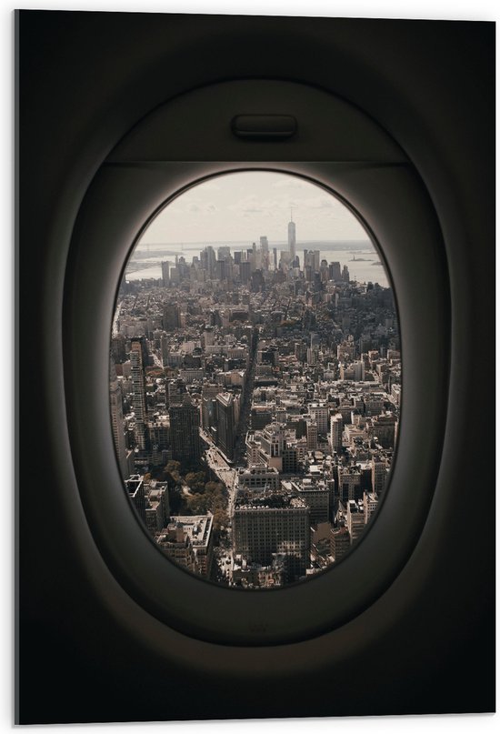 WallClassics - Acrylglas - Uitzicht over Wereldstad vanuit Vliegtuig - 50x75 cm Foto op Acrylglas (Wanddecoratie op Acrylaat)