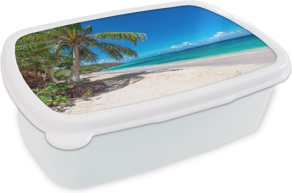Broodtrommel Wit - Lunchbox - Brooddoos - Strand - Zee - Tropisch - 18x12x6 cm - Volwassenen