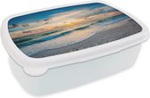 Broodtrommel Wit - Lunchbox - Brooddoos - Strand - Zee - Zonsondergang - 18x12x6 cm - Volwassenen