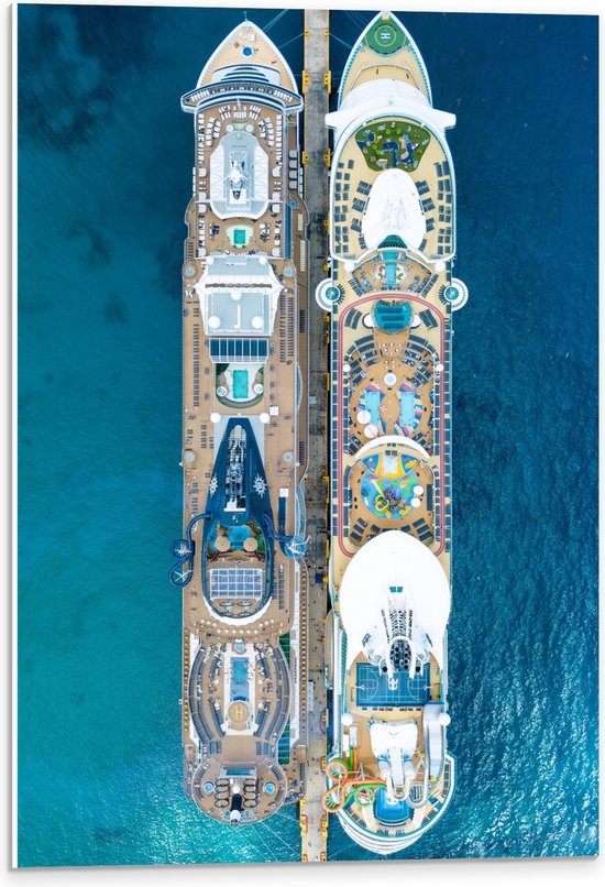 WallClassics - PVC Schuimplaat- Bovenaanzichtt van Mega Grote Cruiseschippen - 40x60 cm Foto op PVC Schuimplaat