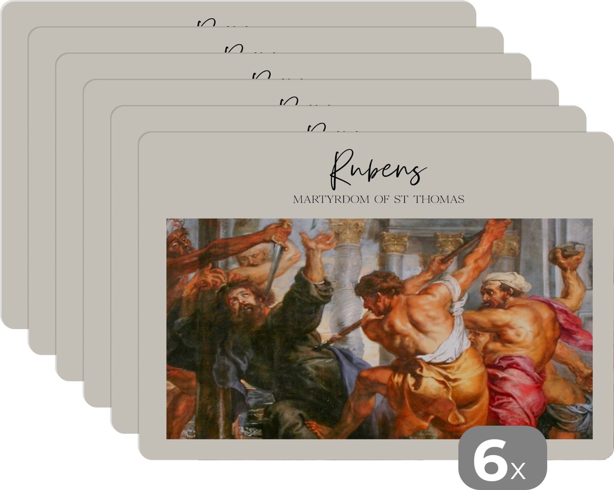 Placemat - Placemats kunststof - Schilderij - Rubens - Barok - 45x30 cm - 6 stuks - Hittebestendig - Anti-Slip - Onderlegger - Afneembaar