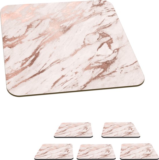 Sous-verres -verres - Marbre - Wit - Rose - 10x10 cm - 6 pièces