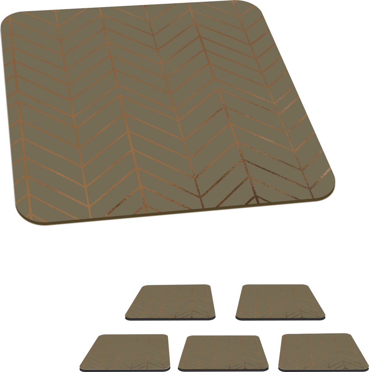Onderzetters voor glazen - Patronen - Brons - Luxe - 10x10 cm - Glasonderzetters - 6 stuks