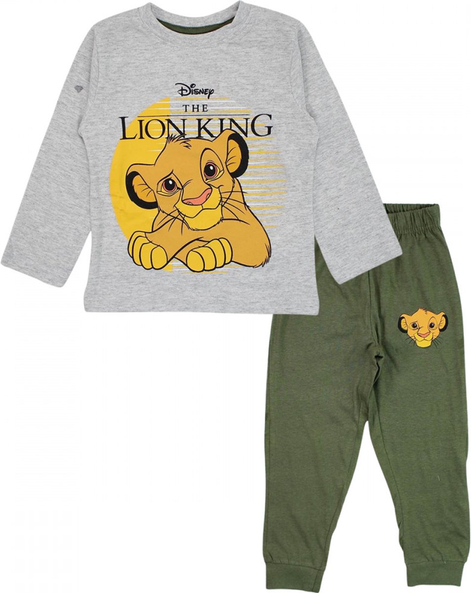 Pyjama - katoen - De Leeuwenkoning - Lion King - groen - grijs - maat 110 cm - 5 jaar
